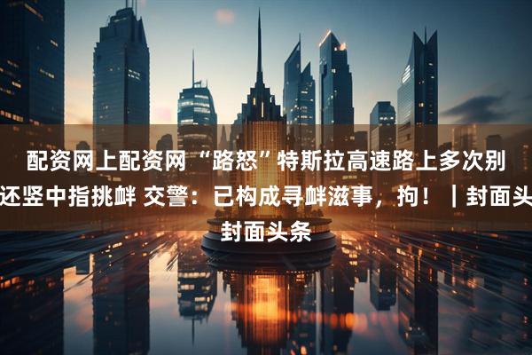 配资网上配资网 “路怒”特斯拉高速路上多次别车还竖中指挑衅 交警：已构成寻衅滋事，拘！｜封面头条